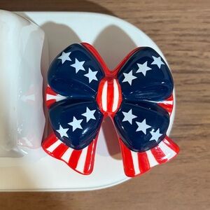 Nora Fleming Patriotic Bow Mini in Red, White, and Blue 4th of July Charm
